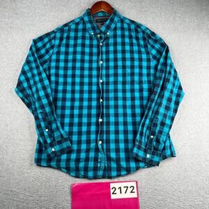 Aeropostale Shirt Blue Navy Blue Check Casual Button Up Long Sleeve Mens Large